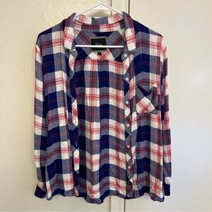 Rails Hunter Plaid Button Down Shirt Red White Blue Size Large